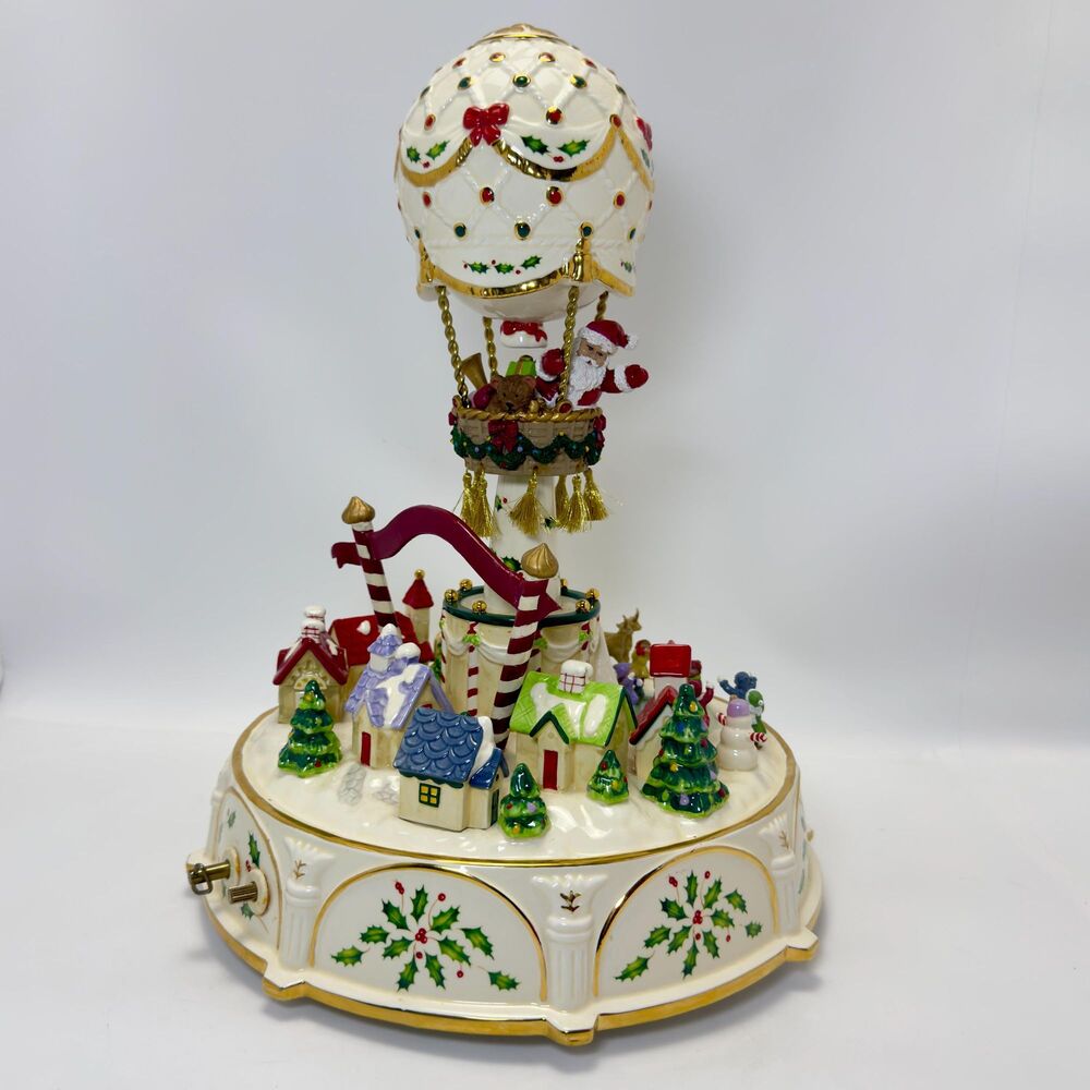 Lenox Holiday Balloon Ride Centerpiece Music Box Carousel